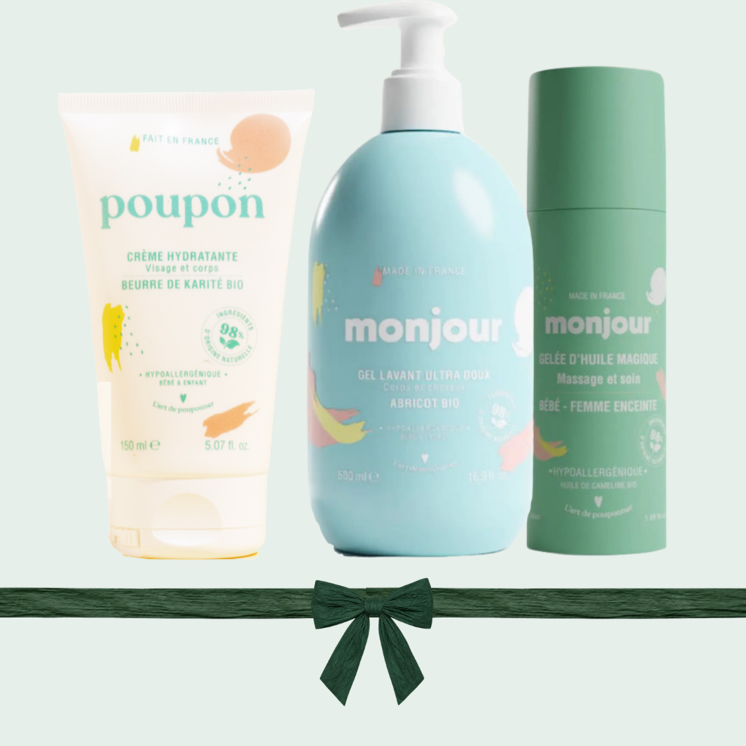 Pack Recién Nacido Monjour: gel de lavado, crema hidratante y aceite para bebés