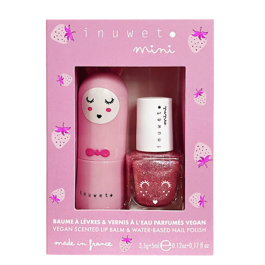 Lip balm + nail polish set - Strawberry